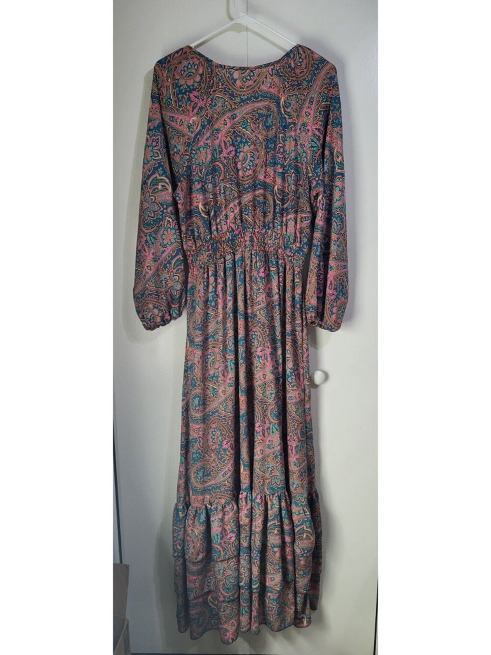 boemo Womens LG Anthropologie Paisley Flowy Maxi Dress Festival Boho Romantic - Picture 2 of 7